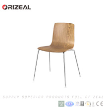 Clásico diseño ergonómico de madera amo los muebles del hogar de metal con respaldo de madera contrachapada restaurante bistró sillas para comedor OZ-1022